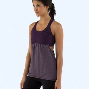 Lululemon 2-In-Run Tank Top Size 4 Deep Zinfandel Purple Built-In Bra